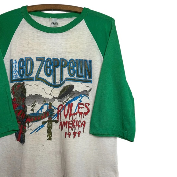 Vintage 1979 Led Zeppelin Rules American Tour Concert Shirt USA Made size Small - Picture 3 of 7